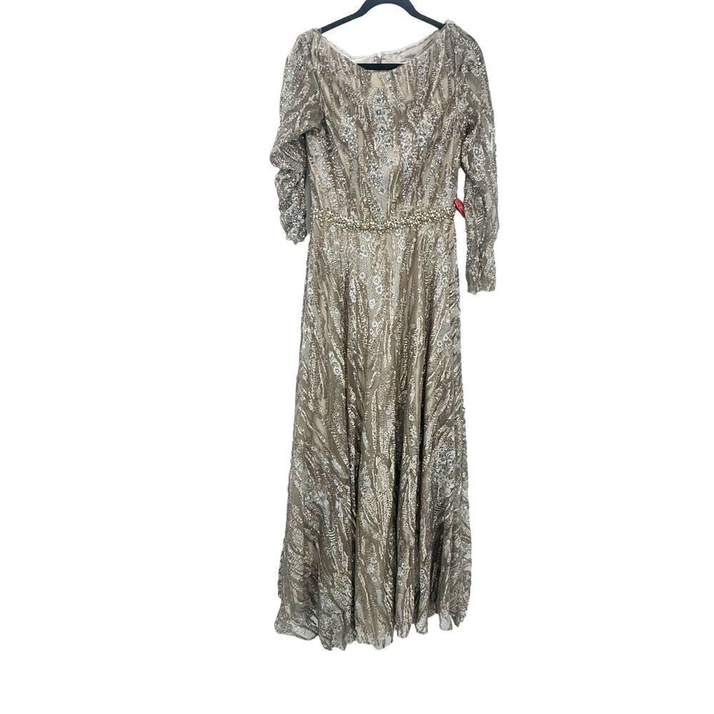 Mac Duggal Embellished Long Sleeve Sequin Lace Gown Dress Size 8 NWT - Picture 6 of 12